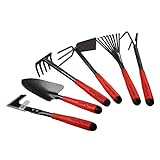 FLORA GUARD 6 Piece Garden Tool Sets - Including Trowel,5-Teeth rake,9-Teeth Leaf rake,Double Hoe 3 prongs, Cultivator, Weeder, Gardening Hand Tools with High Carbon Steel Heads Photo, best price $21.99 new 2024