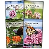 Sow Right Seeds - Milkweed Seed Collection; Varieties Included: Butterfly, Common, and Showy Milkweed, Attracts Monarch and Other Butterflies to Your Garden; Non-GMO Heirloom Seeds; Photo, best price $10.99 new 2024