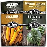 Survival Garden Seeds Zucchini & Squash Collection Seed Vault - Non-GMO Heirloom Seeds for Planting Vegetables - Assortment of Golden, Round, Black Beauty Zucchinis and Straight Neck Summer Squash Photo, best price $9.99 new 2024