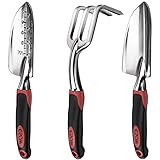 ESOW Garden Tool Set, 3 Piece Cast-Aluminum Heavy Duty Gardening Kit Includes Hand Trowel, Transplant Trowel and Cultivator Hand Rake with Soft Rubberized Non-Slip Ergonomic Handle, Garden Gifts Photo, best price $19.80 new 2025