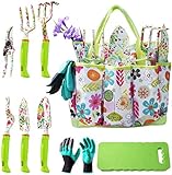 NAYE Garden Tool Set,Cute Gardening Gifts for Women,Birthday Gifts for Mom,Heavy Duty Tool Kit with Gardening Gloves,Garden Tote,Kneeling Pad,Hand Pruner,Trowel,Hand Rake,Weeder,Fork,Transplanter Photo, best price $35.99 new 2025