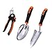 Photo Garden Tool Set, 3 Piece Stainless Steel Heavy Duty Gardening kit with Soft Rubberized Non-Slip Handle - Bypass Pruning Shears, Transplant Trowel and Soil Scoop - Garden Gifts for Men & Women GGT3A