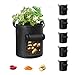 Photo Cavisoo 5-Pack 10 Gallon Potato Grow Bags, Garden Planting Bag with Durable Handle, Thickened Nonwoven Fabric Pots for Tomato, Vegetable and Fruits