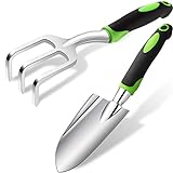 Gardening Tools Set, Garden Hand Shovel Garden Trowel Cultivator Rake with Rubberized Anti-Slip Handle Aluminum Alloy Planting Tools for Gardening, Transplanting, Weeding, Moving and Digging (Green) Photo, best price $13.99 new 2024
