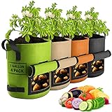 4 Pack 7 Gallon Potato Grow Bags with Flap, Suntee Plant Grow Bags Heavy Duty Nonwoven Fabric Planter Bags Garden Vegetable Planting Pots Grow Bags for Growing Potatoes, Tomato and Fruits Outdoor Photo, best price $24.99 new 2024