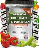 10 Sweet and Hot Pepper Seeds for Gardening Indoors & Outdoors - Non GMO Heirloom Pepper Seeds Variety Pack - Cayenne, Anaheim, California Bell & More Photo, best price $11.30 ($1.13 / Count) new 2024