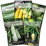 Sow Right Seeds - Zucchini Squash Seed Collection for Planting - Black Beauty, Cocozelle, Grey, Round, and Golden - Non-GMO Heirloom Packet to Plant a Home Vegetable Garden - Productive Summer Squash Photo, best price $10.99 new 2024