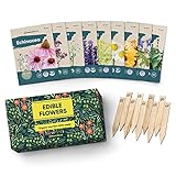 100% Edible Flower Seeds for Planting - Certified Organic Seeds - 9 Flower Garden Non GMO Plant Seed Packets & Plant Markers - Lavender, Echinacea, Calendula, Borage, Wildflower, Chamomile, Thai Basil Photo, best price $27.77 ($3.09 / Count) new 2024