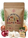 8 Onion Seeds Variety Pack Heirloom, Non-GMO, Onion Seed Sets for Planting Indoors, Outdoors Gardening. 1600+ Seeds: Walla Walla, Green Onion, Red Burgundy, White & Yellow Sweet Spanish Onions & More Photo, best price $14.99 ($1.87 / Count) new 2024