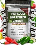 10 Hot Peppers Seeds Variety Pack - USA Grown - 100% Non-GMO Heirloom Seeds for Planting Home Garden Indoor and Outdoor - Cayenne, Jalapeno, Serrano & More Photo, best price $12.30 ($1.23 / Count) new 2024