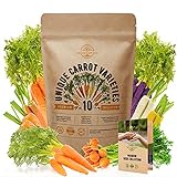 10 Carrot Seeds Variety Pack for Planting Indoor & Outdoors 3600+ Non-GMO Heirloom Carrots Garden Growing Seeds: Imperator, Parisian, Scarlet Nantes, Purple, Red, White, Cosmic Rainbow Carrots & More Photo, best price $12.99 ($1.30 / Count) new 2024