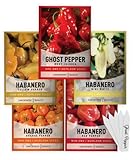 Hot Pepper Seeds For Planting Ghost Habanero - 5 Varieties Pack Ghost Pepper Seeds, Red, Orange, Yellow, White Habanero Seeds For Planting In Garden Non Gmo, Heirloom Peppers Seeds By Gardeners Basics Photo, best price $10.95 new 2024
