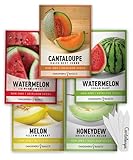 Melon Fruit Seeds For Planting Home Garden 5 Variety Packs - Hales Best Cantaloupe, Crimson Sweet Watermelon, Yellow Canary Melon, Green Flesh Honeydew Melon, Sugar Baby Watermelon by Gardeners Basics Photo, best price $10.95 ($2.19 / Count) new 2024