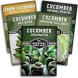 Survival Garden Seeds Cucumber Collection - Mix of Armenian, Beit Alpha, Lemon, National Pickling, & Spacemaster Seed Packets to Grow Vining Vegetables on The Homestead - Non GMO Heirloom Seed Vault Photo, best price $10.99 new 2024