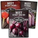 Survival Garden Seeds Beet Collection Seed Vault - Detroit Red, Detroit Golden, Cylindra Beets - Delicious Root & Green Leafy Veggies - Non-GMO Heirloom Survival Garden Vegetable Seeds for Planting Photo, best price $8.99 new 2024