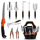Garden Tool Set,10 PCS Stainless Steel Heavy Duty Gardening Tool Set with Soft Rubberized Non-Slip Ergonomic Handle Storage Tote Bag,Gardening Tool Set Gift for Women and Men Photo, best price $39.99 new 2024