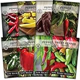 Sow Right Seeds - Hot and Sweet Pepper Seed Collection for Planting - Banana, Chocolate, Cayenne, California Wonder, Jalapeno, Poblano, Cubanelle and Serrano Peppers - Non-GMO Heirloom Seeds to Plant Photo, best price $14.99 ($1.87 / Count) new 2024