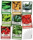 Pepper Seeds for Planting 8 Varieties Pack, Jalapeno, Habanero, Bell Pepper, Cayenne, Hungarian Hot Wax, Anaheim, Serrano, Ancho Seeds for Planting in Garden Non GMO, Heirloom Seeds Gardeners Basics Photo, best price $15.95 ($1.99 / Count) new 2024