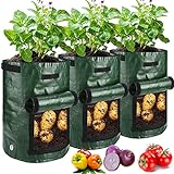 JJGoo Potato Grow Bags, 3 Pack 10 Gallon with Flap and Handles Planter Pots for Onion, Fruits, Tomato, Carrot Photo, best price $14.99 new 2024