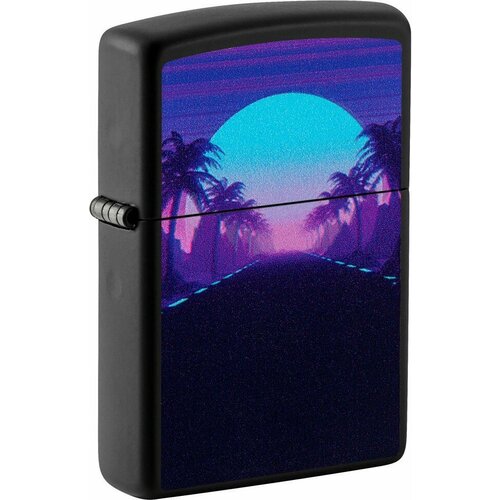 Зажигалка ZIPPO Sunset Black с покрытием Black Light, латунь/сталь, чёрная, матовая, 38x13x57 мм фотография