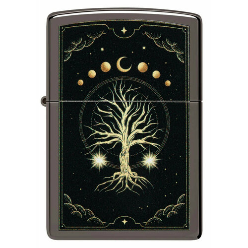 Оригинальная бензиновая зажигалка ZIPPO Classic 48636 Mystic Nature Design с покрытием Black Ice - Мистическая природа фотография