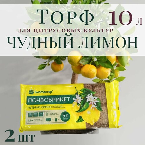 Почвобрикет для цитрусовых чудный лимон 10л (2 шт по 5л) фотография