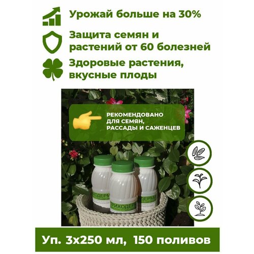 Триходерма концентрат - Триходермин жидкий 3 бут. по 250мл биофунгицид удобрение для растений Корпус Агро. Лечит растения от более 60 болезней, повышает урожайность до 30%. фотография