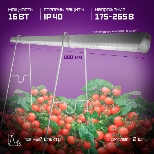Фитолампы Фарлайт с полным спектром 16W 90 см, 2 штуки в наборе фотография