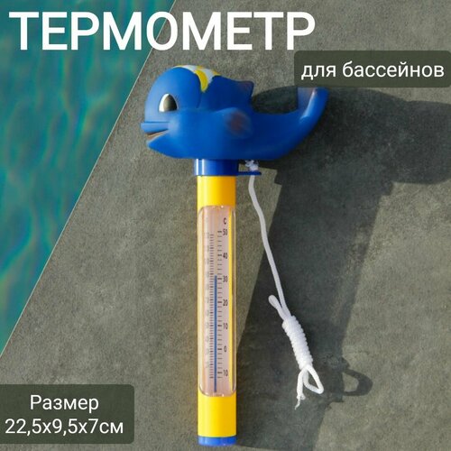 Термометр плавающий для бассейнов 22,5х9,5х7см, арт. Sun24047 синий кит фотография