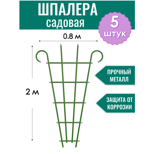 Шпалера металлическая Веерная с завитком h-2 м, порошковая окраска (по 5 штук в упаковке) фотография