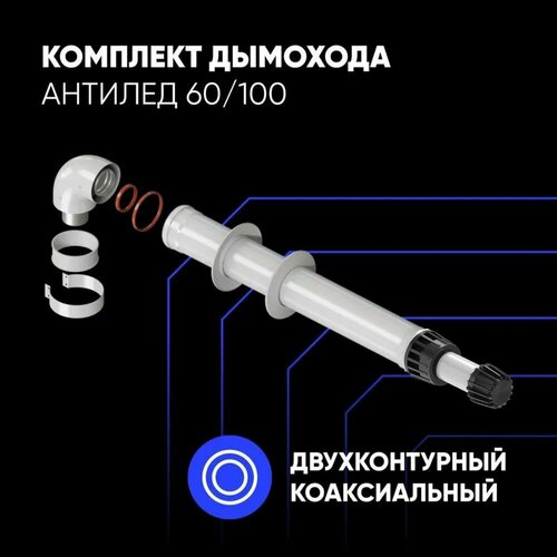 Комплект дымохода антилед 60/100 750мм- рабочая длина (Protherm Пантера, Гепард с 2015г) фотография