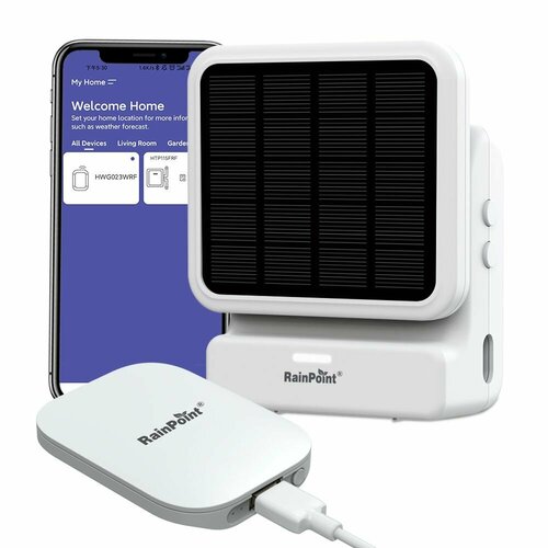 Комплект для полива Rainpoint Solar, Wi-Fi, белый/светло-серый, длина шланга 10м фотография