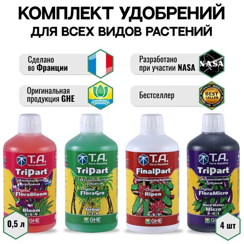 Удобрение Terra Aquatica GHE Flora Series SW (T. A. TriPart) + Ripen (FinalPart) для мягкой воды, 0.5 л, 4 уп. фотография