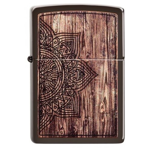 Zippo Classic зажигалка бензиновая Wood Mandala Design Brown Matte 60 мл 56.7 г фотография