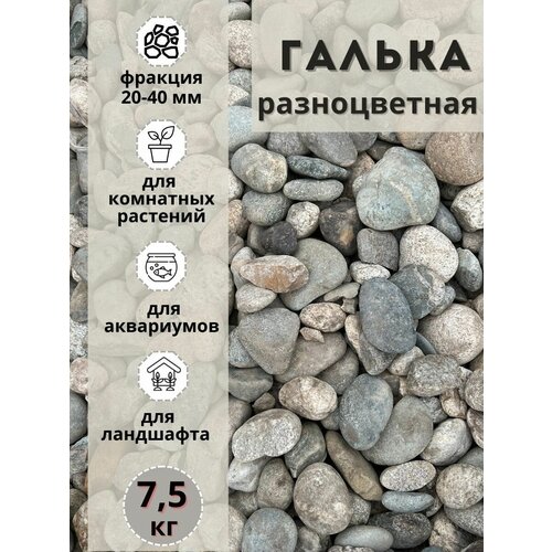 Галька разноцветная(пестрая) 20-40мм (7.5кг) для комнатных и садовых растений фотография