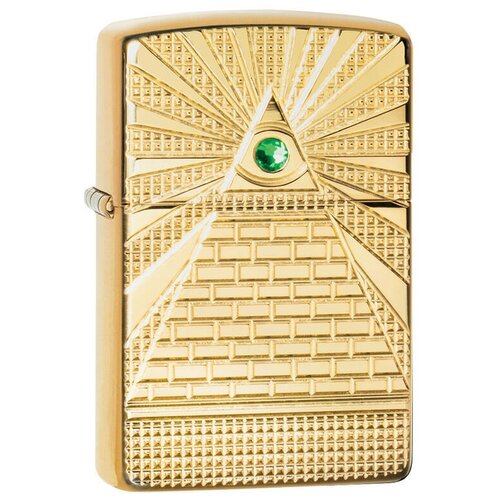 Оригинальная бензиновая зажигалка ZIPPO Armor™ 49060 Eye of Providence Design с покрытием High Polish Brass - Всевидящее око фотография