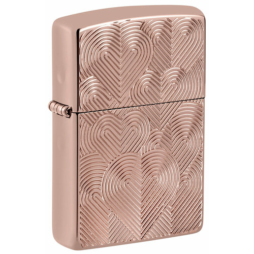 Зажигалка ZIPPO Armor® Hearts с покрытием Rose Gold, латунь/сталь, розовое золото, 38x13x57 мм фотография