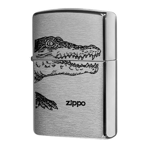 фотография Оригинальная бензиновая зажигалка ZIPPO 200 Alligator с покрытием Brushed Chrome - Крокодил, купить онлайн 5096 рубл