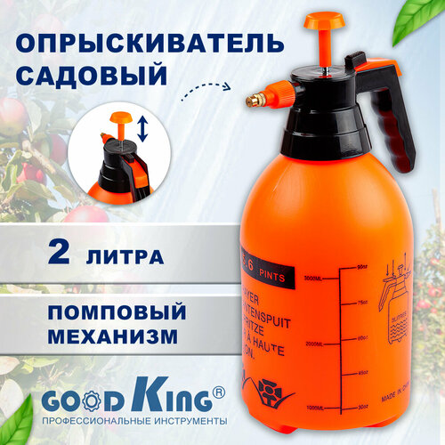 Распылитель GOODKING O-20001, помповый 2л, опрыскиватель садовый, для цветов, огорода, для авто, для мойки окон, для химии пульверизатор с распылителем фотография