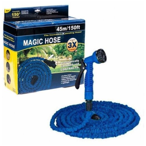 фотография Шланг для полива с распылителем 45м Magic Hose - Синий, купить онлайн 1260 рубл