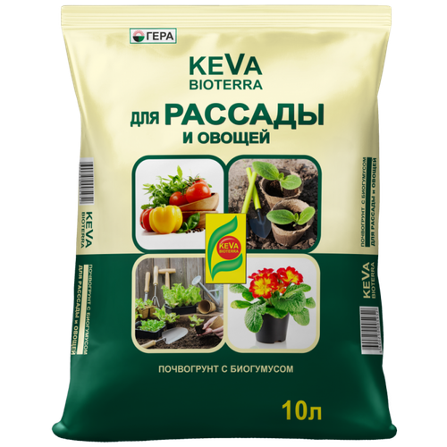 Почвогрунт Гера Keva Bioterra для рассады и овощей, 10 л, 2.5 кг фотография