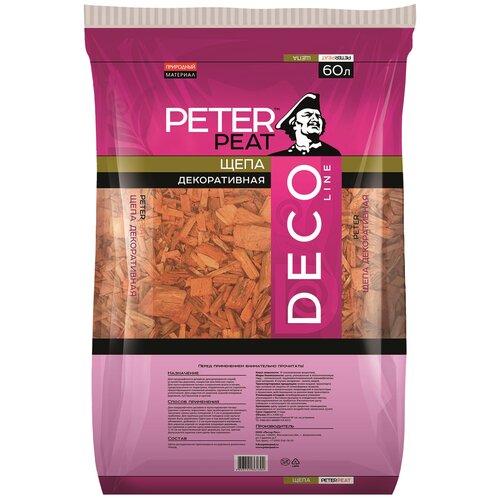 Щепа декоративная PETER PEAT Deco Line коричневая, 60 л, 25 кг фотография