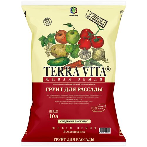 Грунт Terra Vita живая земля для рассады, 10 л, 3.5 кг фотография