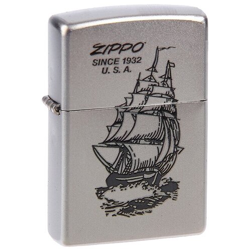 Zippo Classic зажигалка бензиновая Boat Zippo Satin Chrome 56.7 г фотография