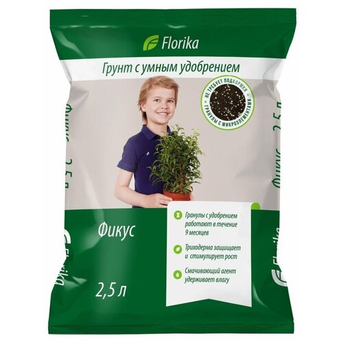 Грунт Florika Фикус Пальма, 2.5 л, 0.8 кг фотография