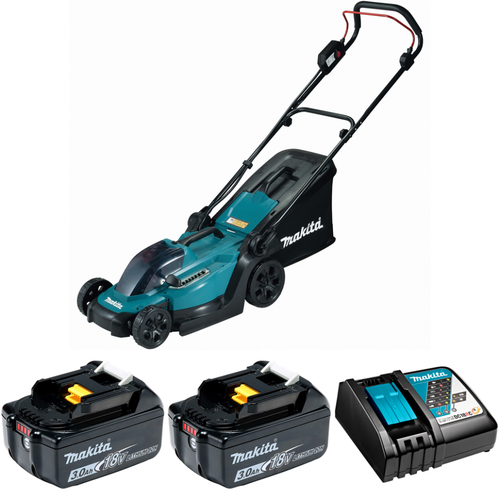 Аккумуляторная газонокосилка Makita DLM330RFE 18V, 2x3.0Ah, DC18RC, Li-Ion фотография