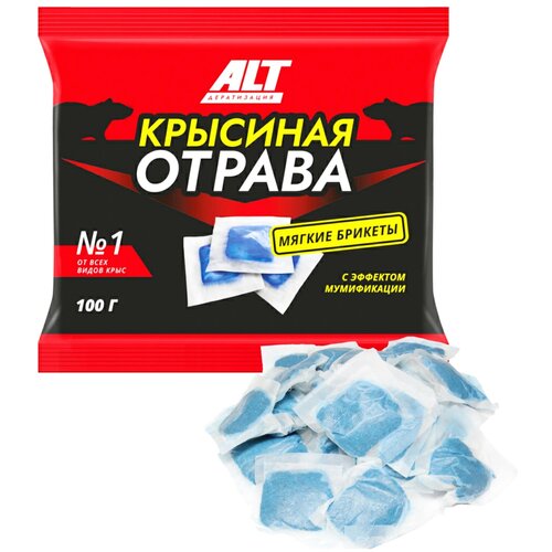 Средство ALT Крысиная отрава, 100 г, пакет, 0.1 кг, 0.1 л фотография