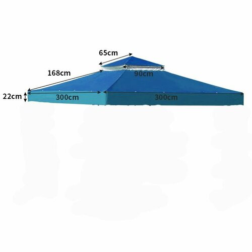 Наружный тент с двойным верхом 3х3м для беседки, синий фотография