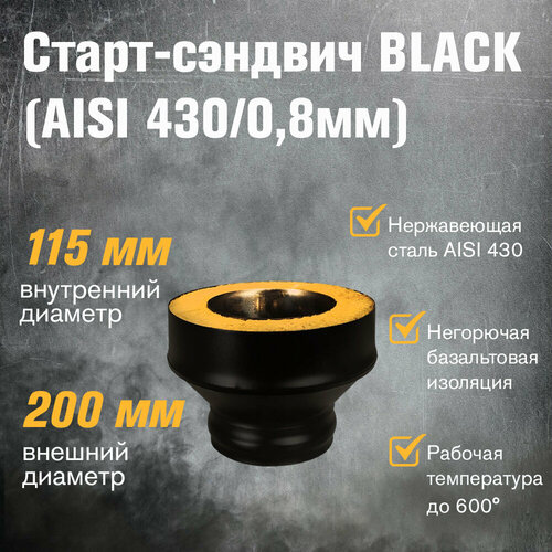 фотография Старт-сэндвич BLACK (AISI 430/0,8мм) (115х200), купить онлайн 2638 рубл