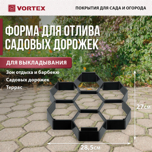 Дорожка садовая VORTEX Соты 24185 28.5 х 27, черный фотография